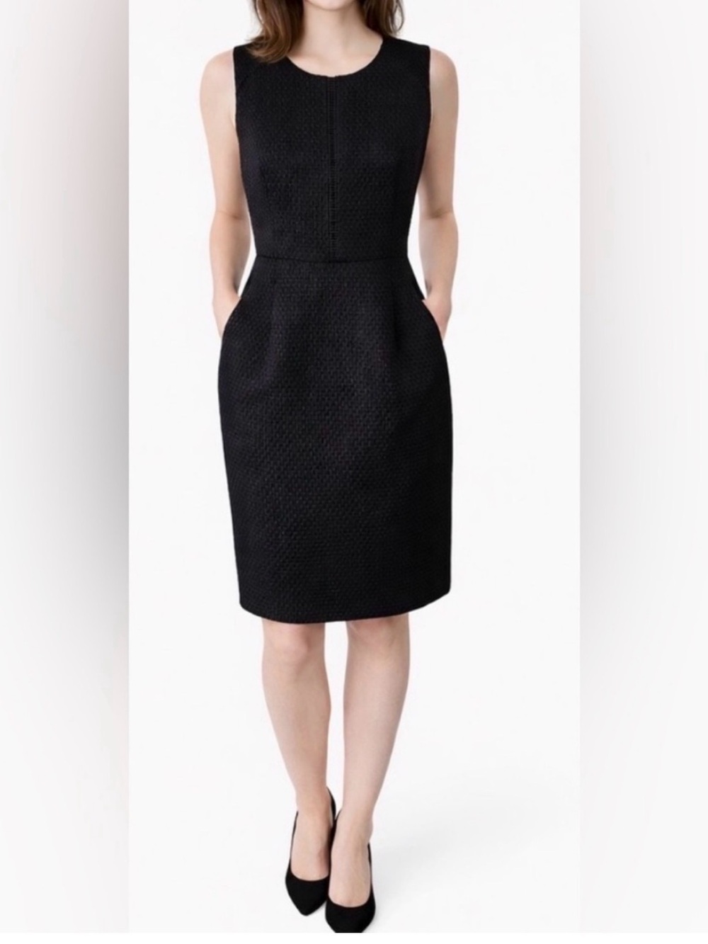 J.Crew Women’s Textured Matelassé Portfolio Sheath Dress - Black - Size 6